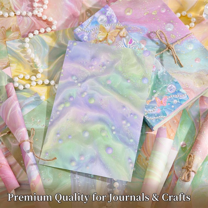 icceemee 160 Sheets of Pearlescent Scrapbook Paper, journaling Scrapbook Supplies Craft Collage Paper Set, Junk Journal Bullet Journal Poster Room Decor for Card Making Decorative Gifts - Image 5